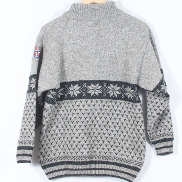 ASA Gjestal Spinneri Women's 1/2-zip Sweater S Gray Norwegian Snowflake Wool - Picture 3 of 6